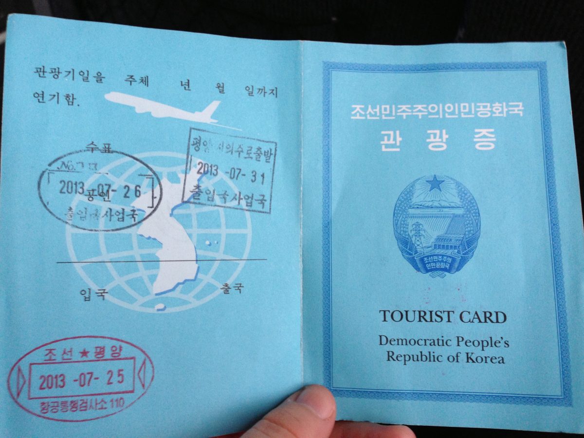 Outside of NK Visa, showing my entry, exit etc.